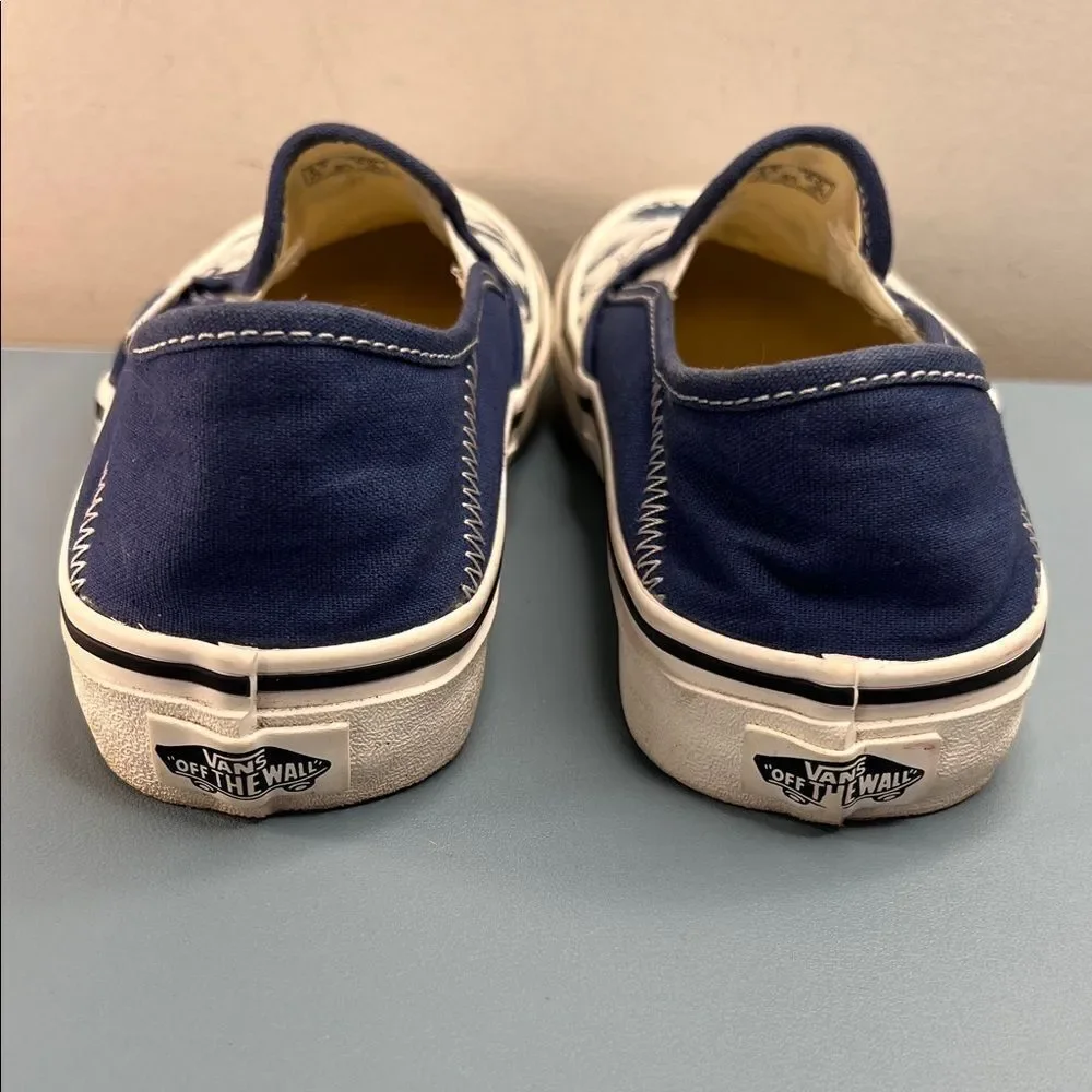 Vans Navy and Cream Graphic Ultracush Slip-Ons W6